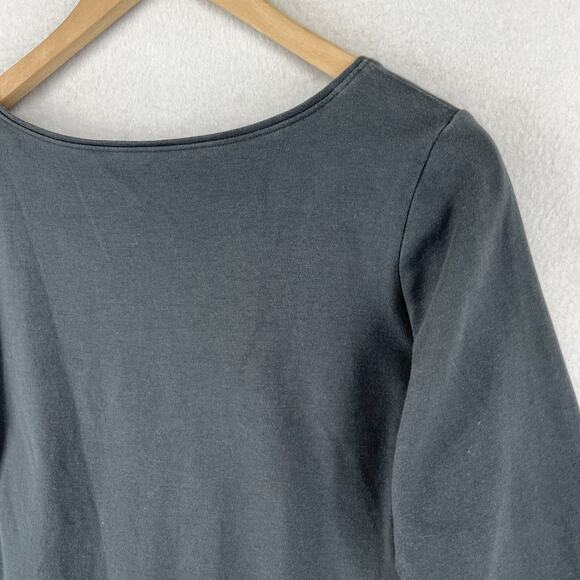 EILEEN FISHER Top S Cotton Interlock Jersey Scoop Neck 3/4 Sleeve Gray - Picture 8 of 13